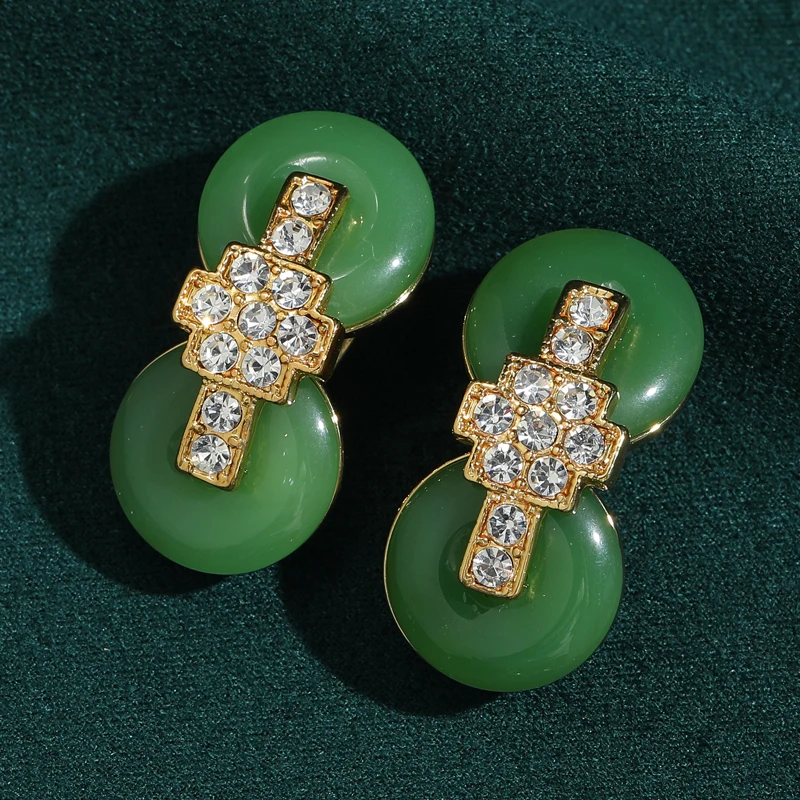 Antique Luxury Jade Drop Earrings Up And Down Designer Chinese Tradition Ping An Knot Retro Style For Women 2025 Birthday Charm