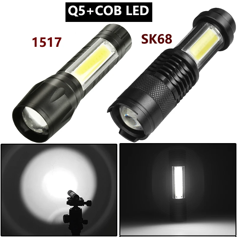 Led Flashlight Torch Portable Light Aluminum Camping Built in Battery Flashligh Bulbs Shock Resistant Zoomable Rechargeable