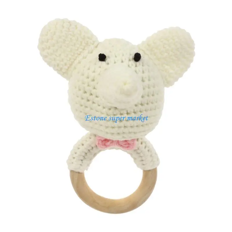 090B Cartoon Haak Olifant Rammelaar Baby HOUTEN TEETER RING ZUCHT ZINLIJK TEeint Speelgoed