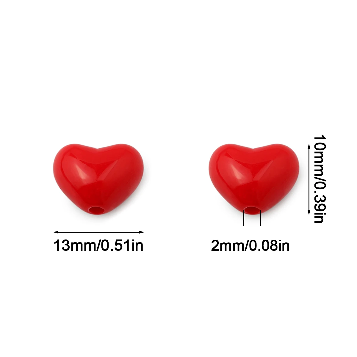 13mm Acrylic Candy Heart-Shaped Straight-Hole Beads Assorted Colors Handmade DIY Jewelry Making Bead Strings Loose Beads Accesso
