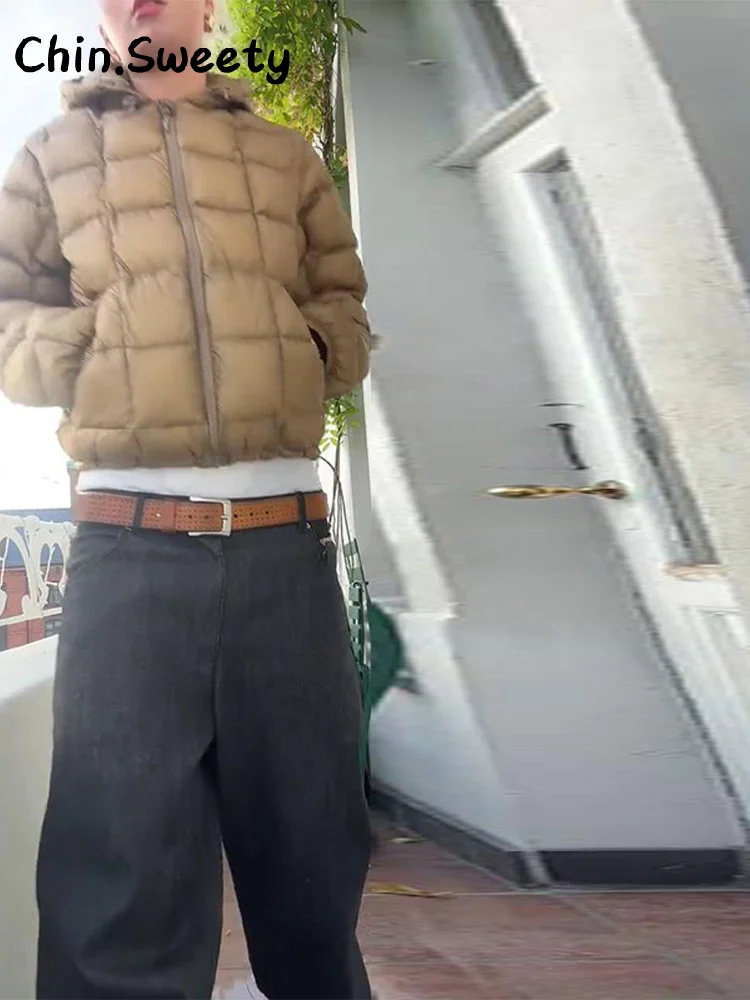 Chic Women's Hooded Puffy Quilted Cotton Coats Loose Solid Full Sleeve Zipper Pockets Jacket 2025 Winter Lady Commute Outwear