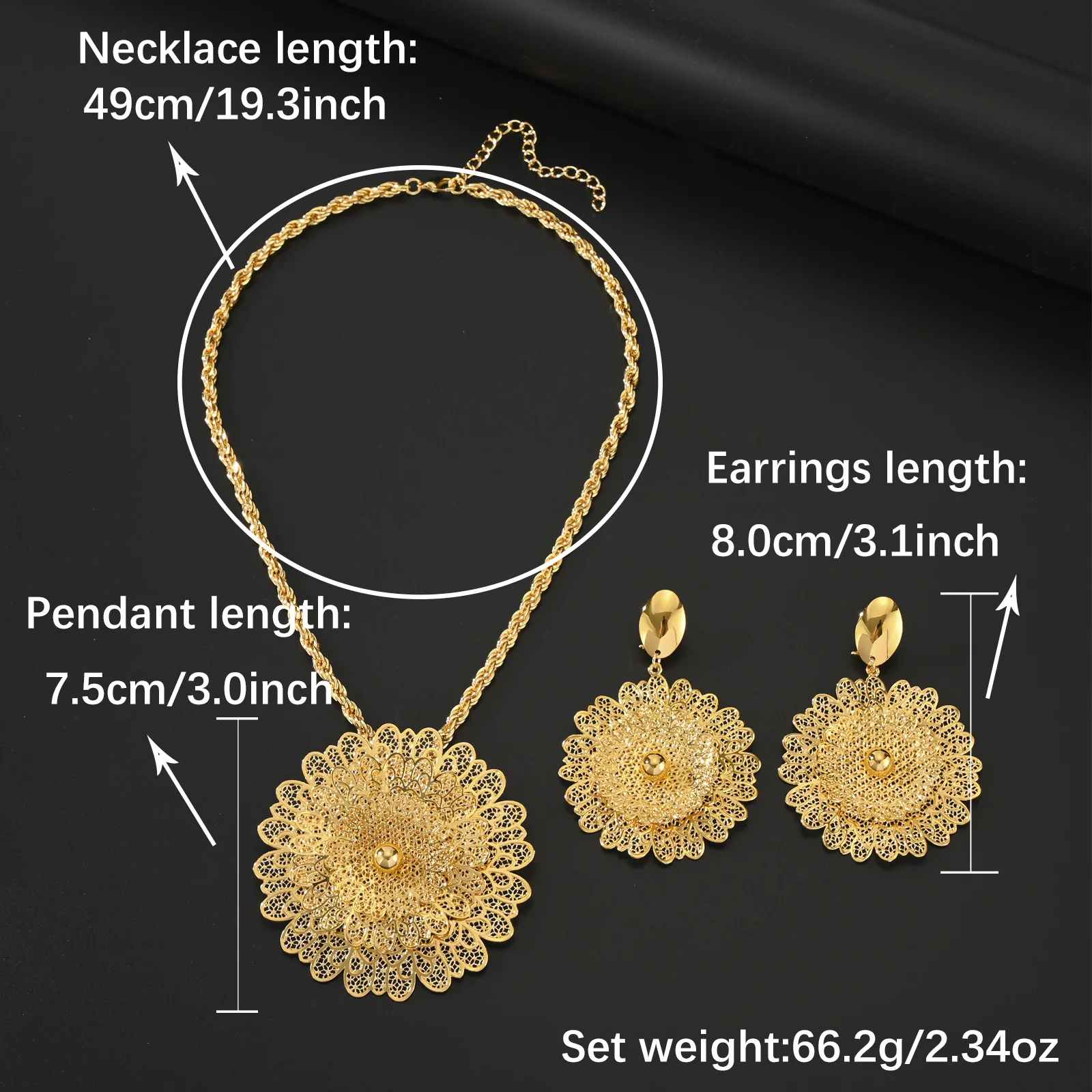 Dubai Fashion Woman Two-piece Set Long Luxury Woman Long Necklace Long Necklace Party Accessories Christmas Gift