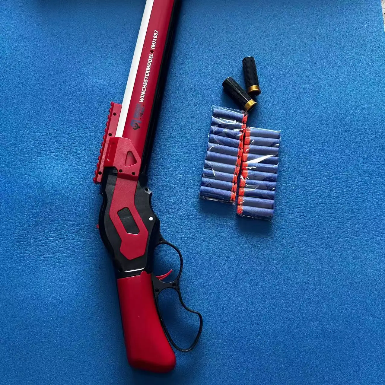 나일론 M1887 탄피 배출 소프트 총알 장난감 샷건 발사 가능한 윈체스터 모델 소년용 치킨 게임 코스프레 소품 장난감 총