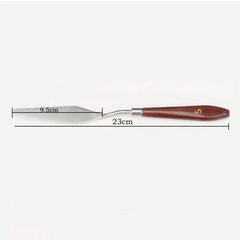 5PCS Wooden Handle Paint Mixing Spatula Metal Working Head Smooth Polished Body Pigment Blending Tool