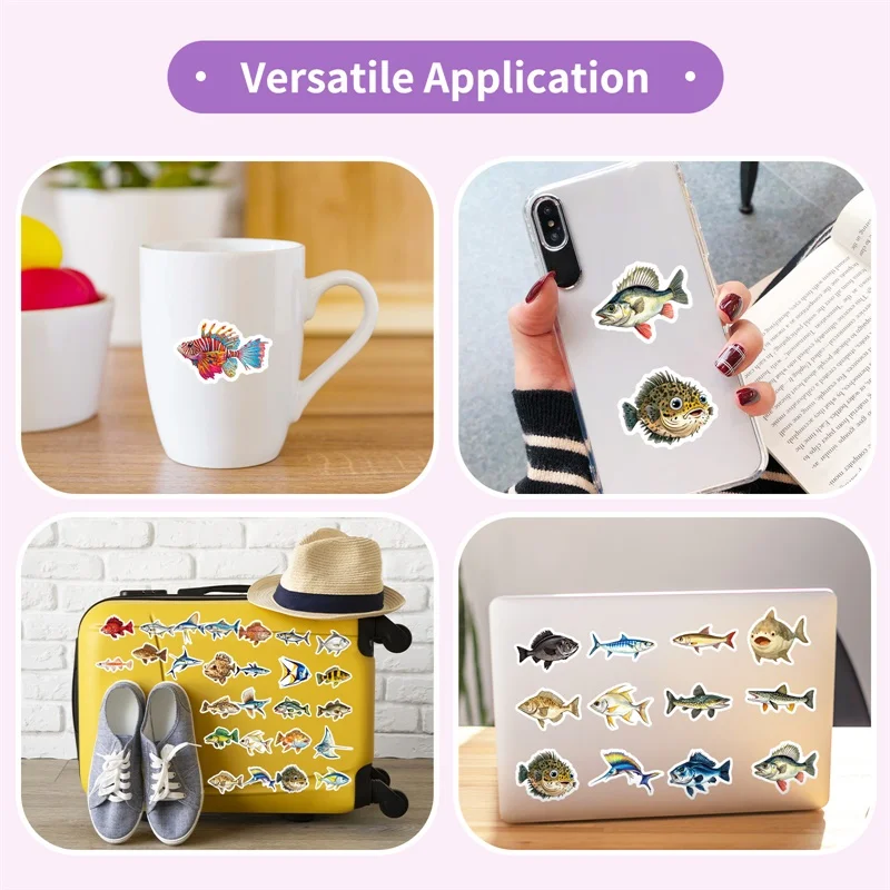 10/30/50 قطعة الكرتون الأسماك الملونة البلاستيكية لزجة ملصق الجمالية DIY بها بنفسك الديكور سكرابوكينغ لوازم المحاسبة اليدوية للأطفال #5