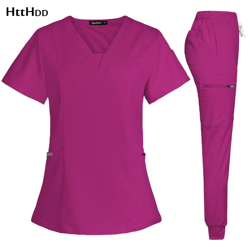 Unissex Slim Fit Uniforme Médico para Mulheres, Scrubs, Acessórios de Enfermeira, Conforto, Clínica, Sala de Operação, Trabalho, Fato Jogger