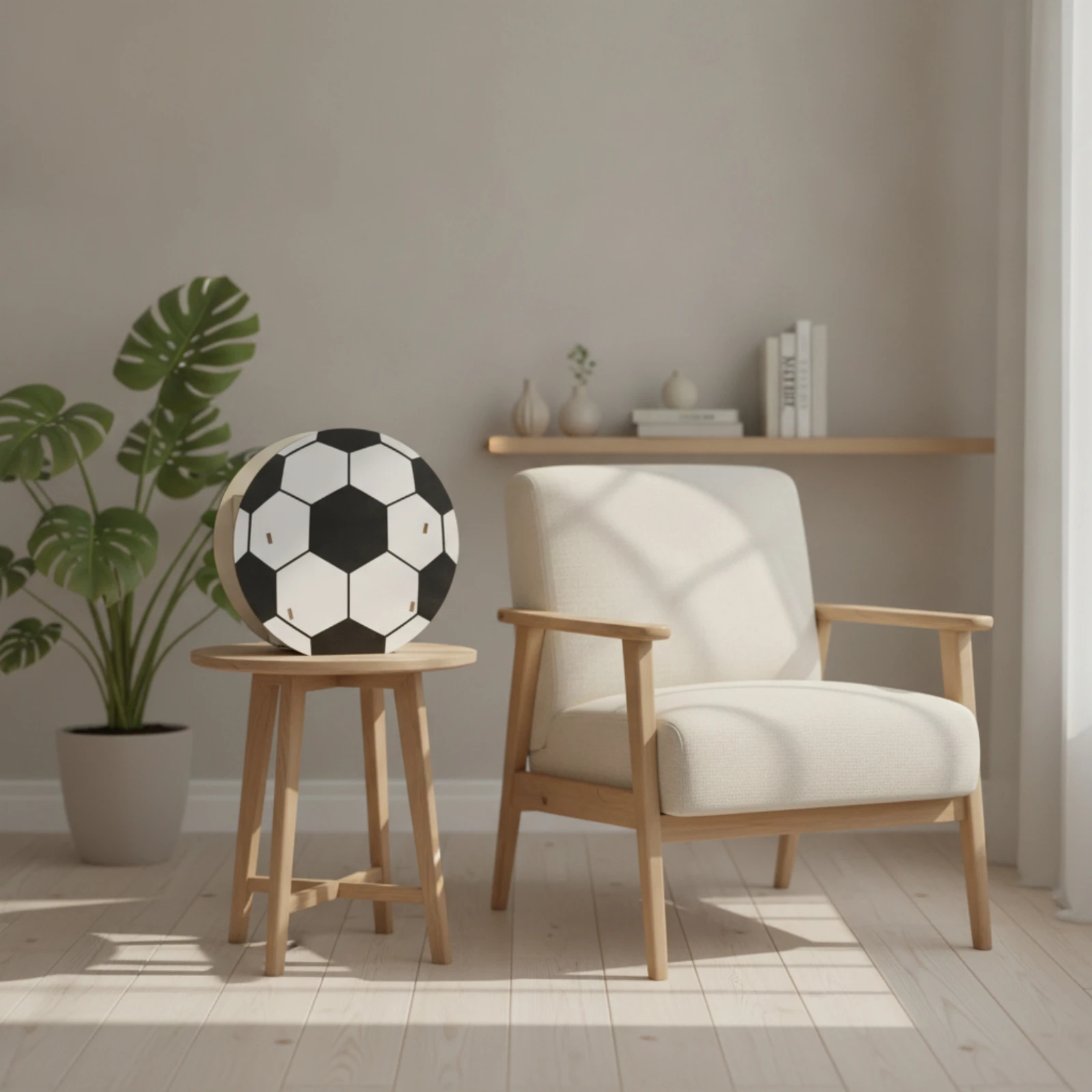 Wooden Planter with Soccer Ball Face Sports-Themed Soccer Ball Planter for Party Planners