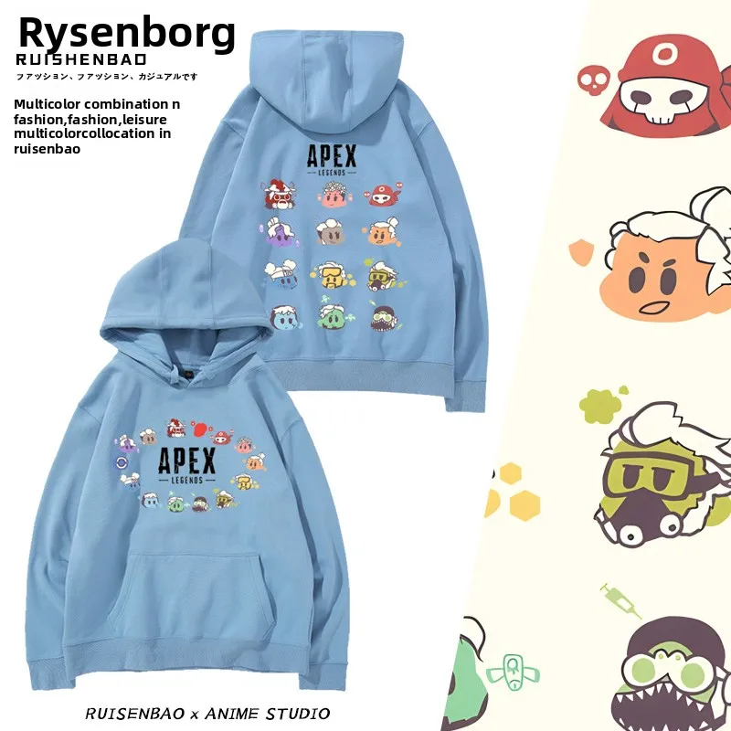 

Толстовка с капюшоном ApeX Hero Gng Cartoon Q Version Character Fce Lined, мужская осенне-зимняя повседневная толстовка свободного кроя