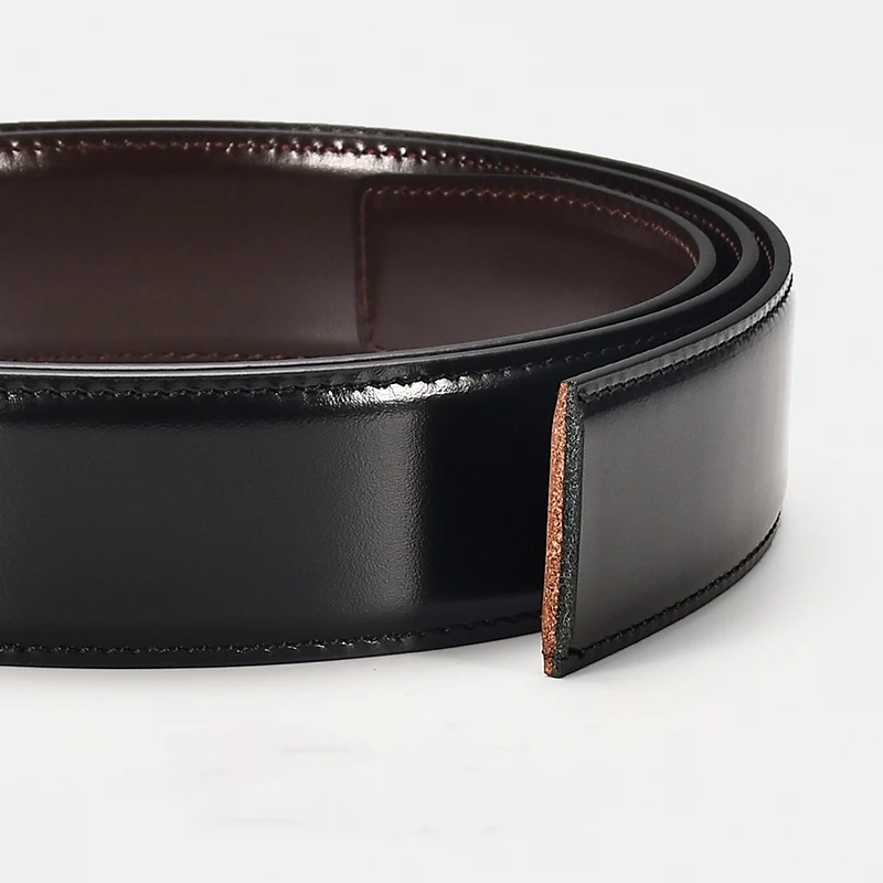 Men's leather belt with hairless pin buckle, smooth buckle, single piece cowhide, fashionable matching shoes