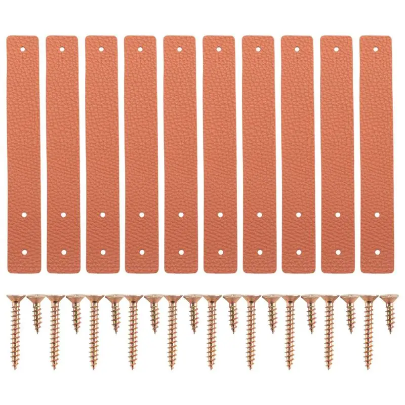 A27F-20Pcs Wall Hooks,PU Leather Curtain Rod Holder, Leather Straps For Hanging Bracket DIY Home Storage Hook Wall Boho Brown