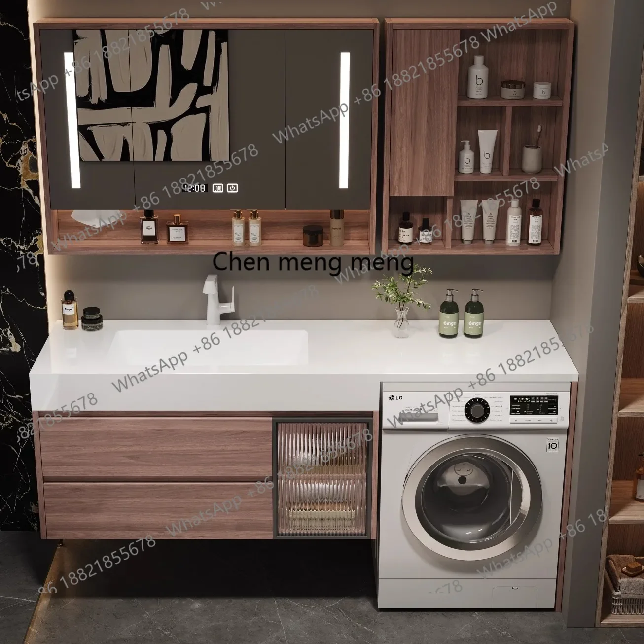 

X Washing machine integrated cabinet balcony rock slab seamless ceramic integrated washbasin toilet bathroom cabinet