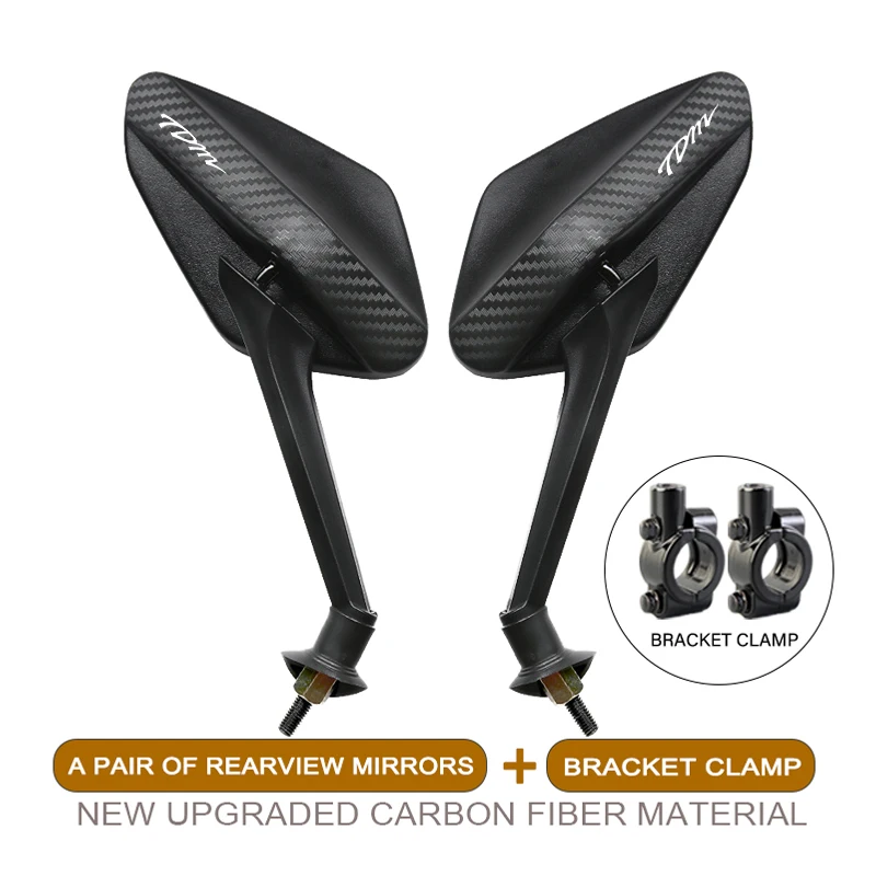 Carbon Fiber Rearview Mirror Adjustable Motorcycle Convex Mirrors 8mm For Yamaha TDM 850 4tx 900 TDM850 TDM900 Custom LOGO