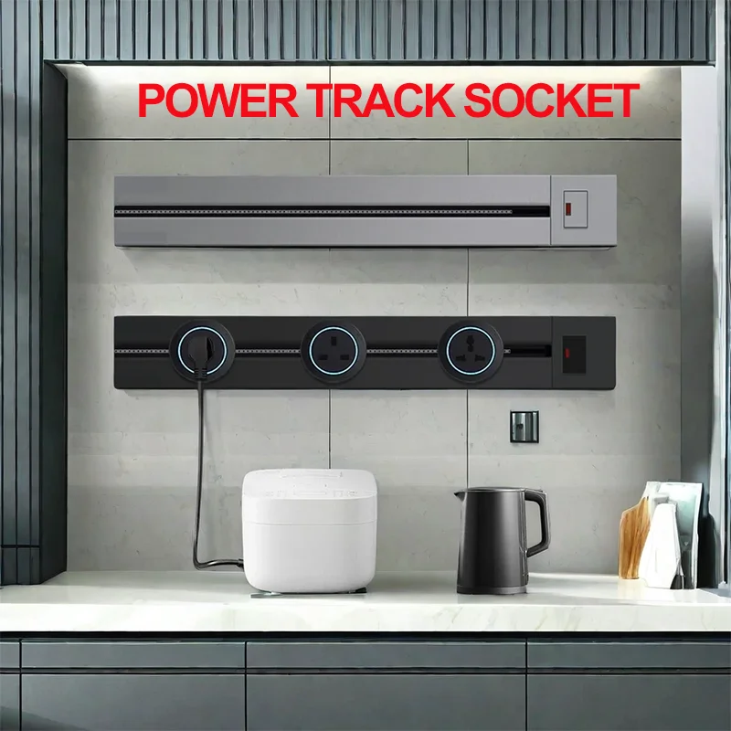 

Wall Power Track Socket UK US EU UN Standard Universal Home Kitchen Aluminum Socket 40cm 50cm, Built-in Socket on Countertop