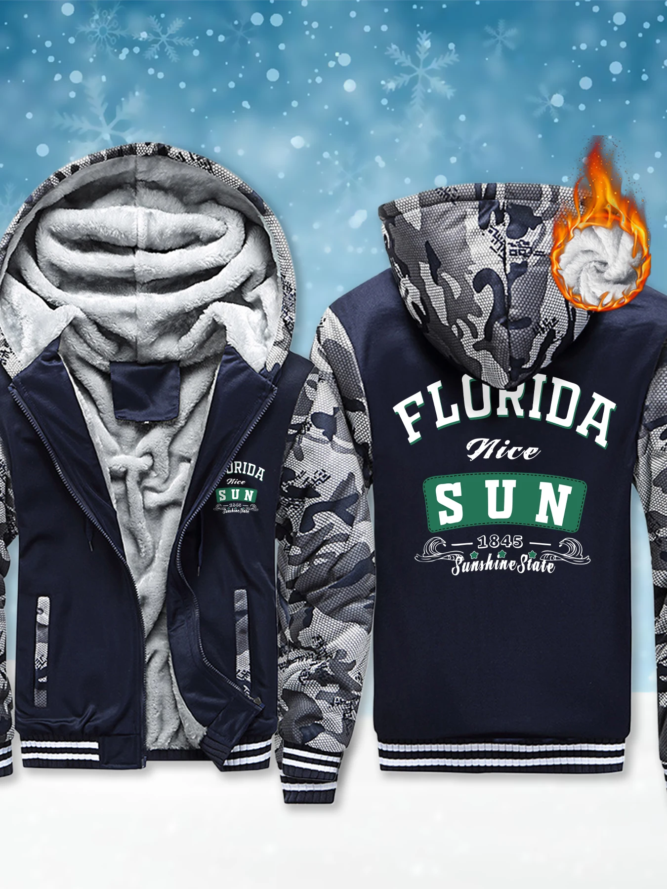 

Мужская куртка с принтом Florida Nice Sun 1845, мягкий удобный свитшот, уличная одежда высокого качества, зимняя теплая флисовая уличная одежда