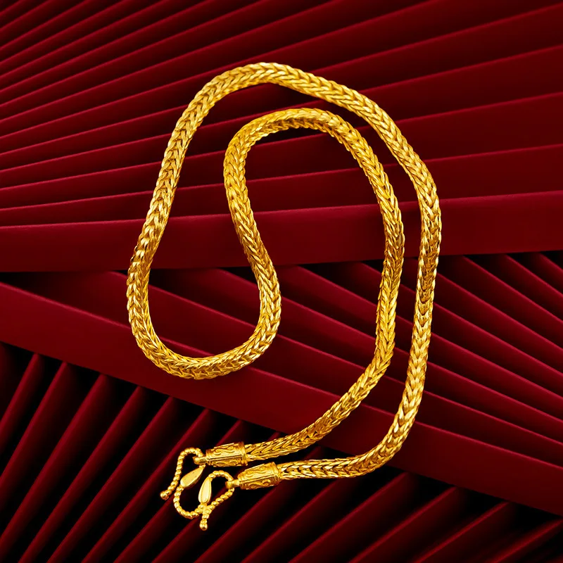 24k 999Gold Necklace, Popular Snake Bone Necklace for Men Pure gold dragon bone snake bone necklace