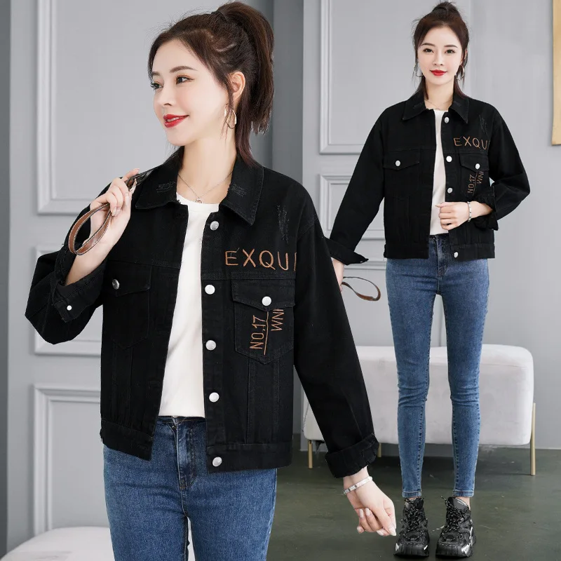 

2022 Spring Autumn Women Jacket New Fashion Korean Stytle Jean Jacket Casual Versatile Short Denim Coat Clothes