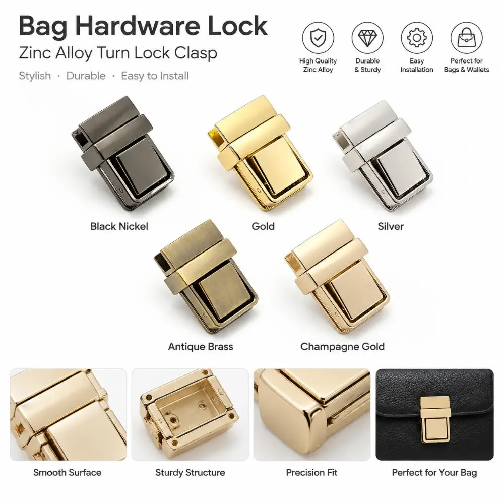 Practical Zinc Alloy Bag Lock DIY Tongue Closure Tongue Lock Replacement Metal Buckle Bag Parts