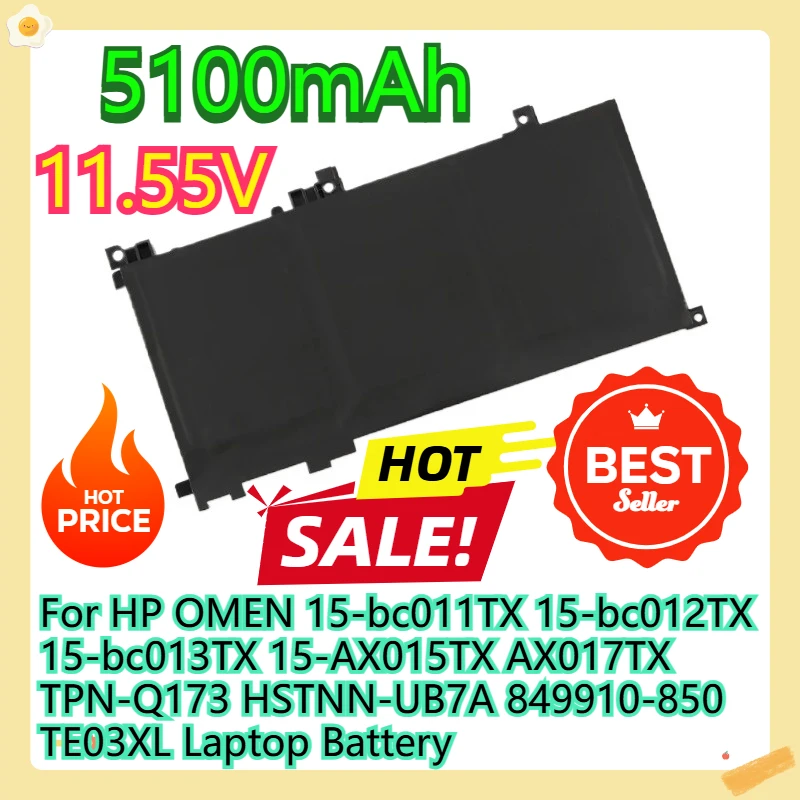 

For HP OMEN 15-bc011TX 15-bc012TX 15-bc013TX 15-AX015TX AX017TX TPN-Q173 HSTNN-UB7A 849910-850 TE03XL Laptop Battery