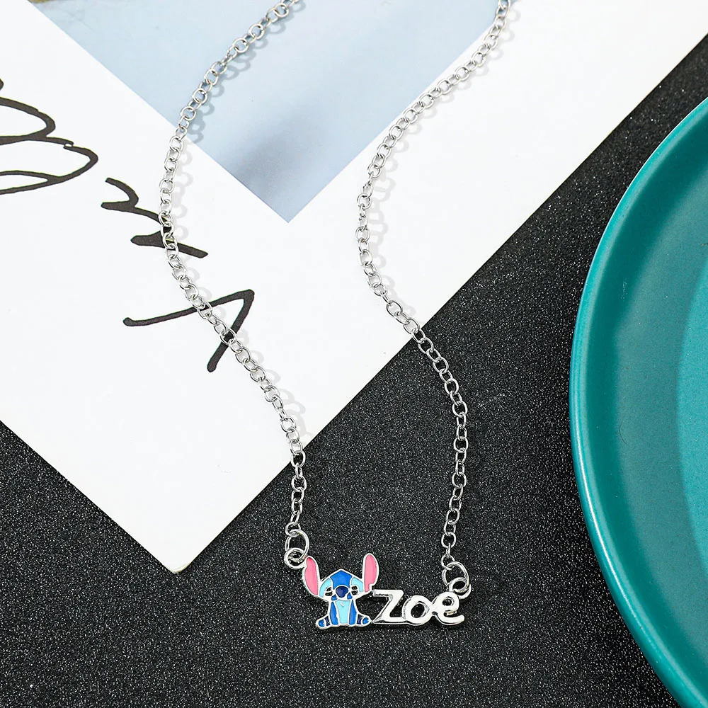 New Disney Cartoon Stitch Necklace Youth Campus Style Cute Alien Animal Necklace Creative Quirky Necklace for Men and Women