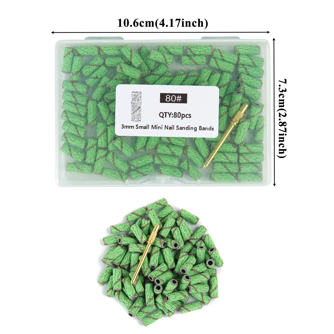 80 Stück 3 mm Mini-Nagelschleifbänder mit 1 Schaft Set Bohrmaschine Bohrer abgestorbene Haut entfernen Pediküre Polierzubehör