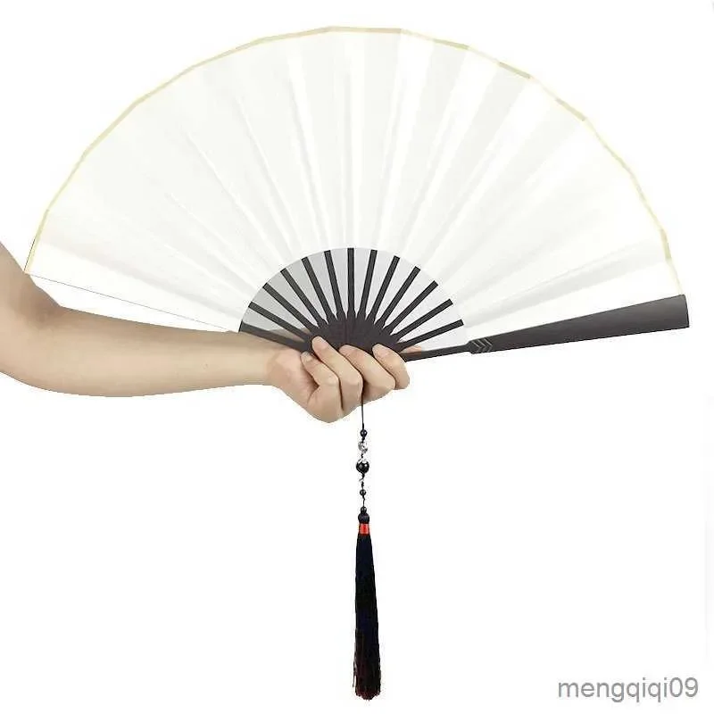 Chinese Style Products Alloy Self-defense Kung Fu Folding Fan Classical Silk Cloth Metal Hand Fan With Tassel Decor Party Dance