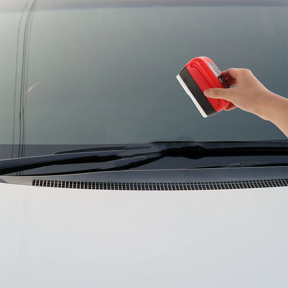 

2Pcs Car Glass Maintenance Oil Film Remover with Brush for Windshield Side Windows Rearview Mirrors Oil Film Cleaning Tool