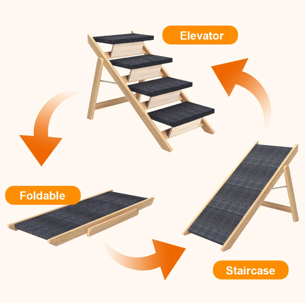 

Foldable Outdoor Steps Non-slip Dog Stairs Carpeted Ramp Ladder (Fourth Layer)