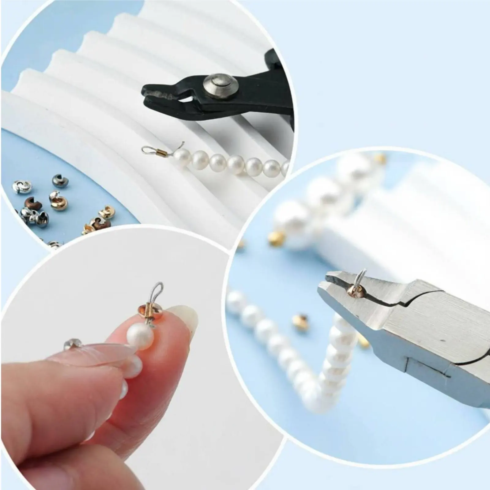 2 Pieces Jewelry Crimping Tool Long-Lasting Bead Crimping Pliers Crimp Bead Tool Polished Finish Jewelry Clasp Plier Comfortable