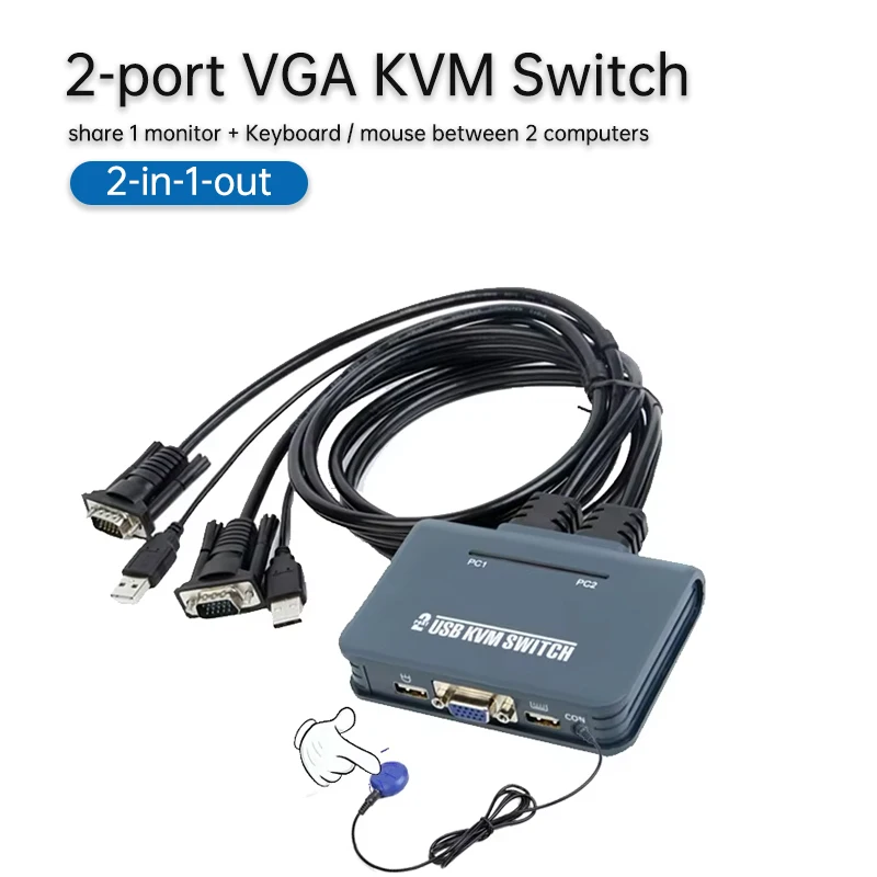 

2-портовый USB KVM-переключатель Vga «два в один выход» USB-мышь, устройство для совместного использования клавиатуры, линия машины, один мультикомпьютерный коммутатор