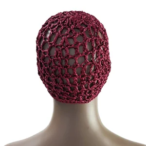 レディースメッシュヘアネットかぎ針編みキャップスタイリッシュバーヘアネットハンドクロチェットシルクメッシュヘアアクセサリー帽子ターバンナイトカバービーニー 10ベストセールスクロシュビーニー-8