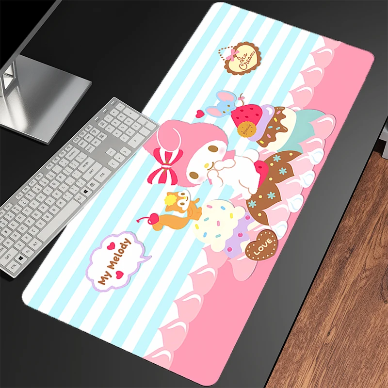 لوحة ماوس ماي ميلودي HD Print Edge White Anime Gamer Computer HD Mousepad Gaming Accessories Tablet Varmilo لوحة المفاتيح Mausepad
