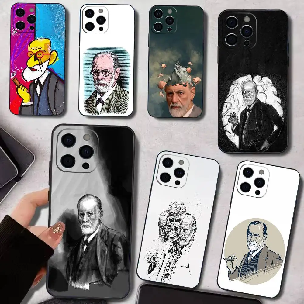 

P-Psychoanalysis Sigmund Freud Phone Case For iPhone 17,16,15,14,13,12,11 Plus,Pro Max,XS,Soft Silicone Black Cover