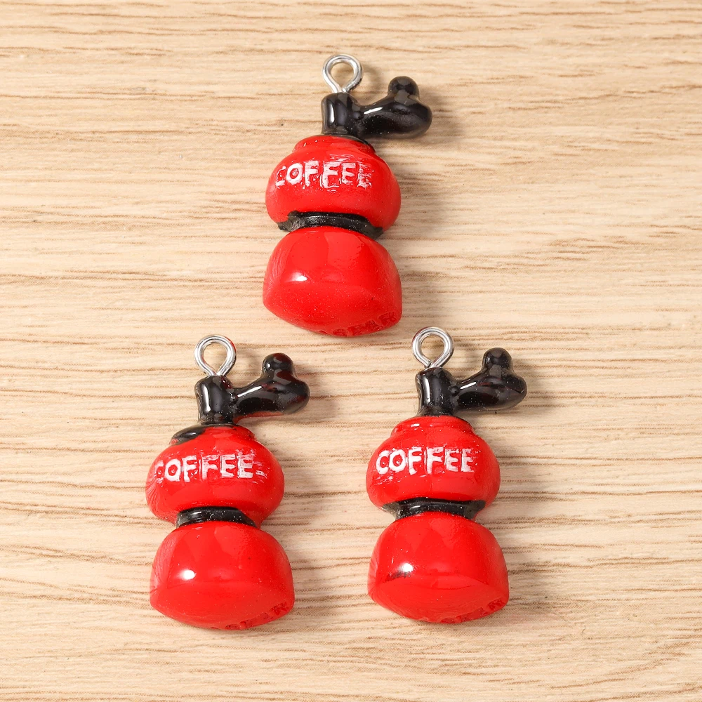 Tusember 10 Stück Kunstharz-Simulations-Lebensmittel-Anhänger Kaffee-Anhänger für Schmuckherstellung Ohrringe Halsketten Armbänder DIY-Zubehör – Detail 11