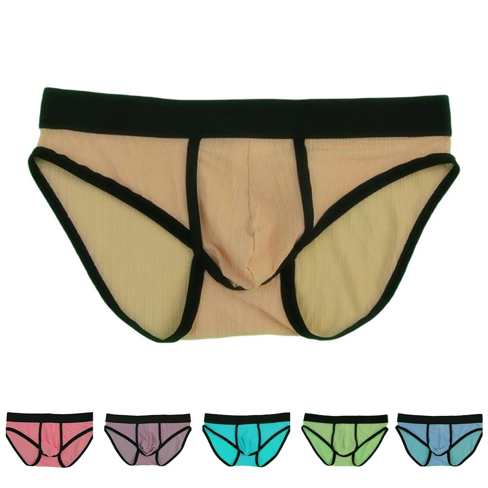 

Мужские сексуальные трусы, нижнее белье с низкой талией, дышащие трусы, однотонные сетчатые U-образные выпуклые трусики, трусики