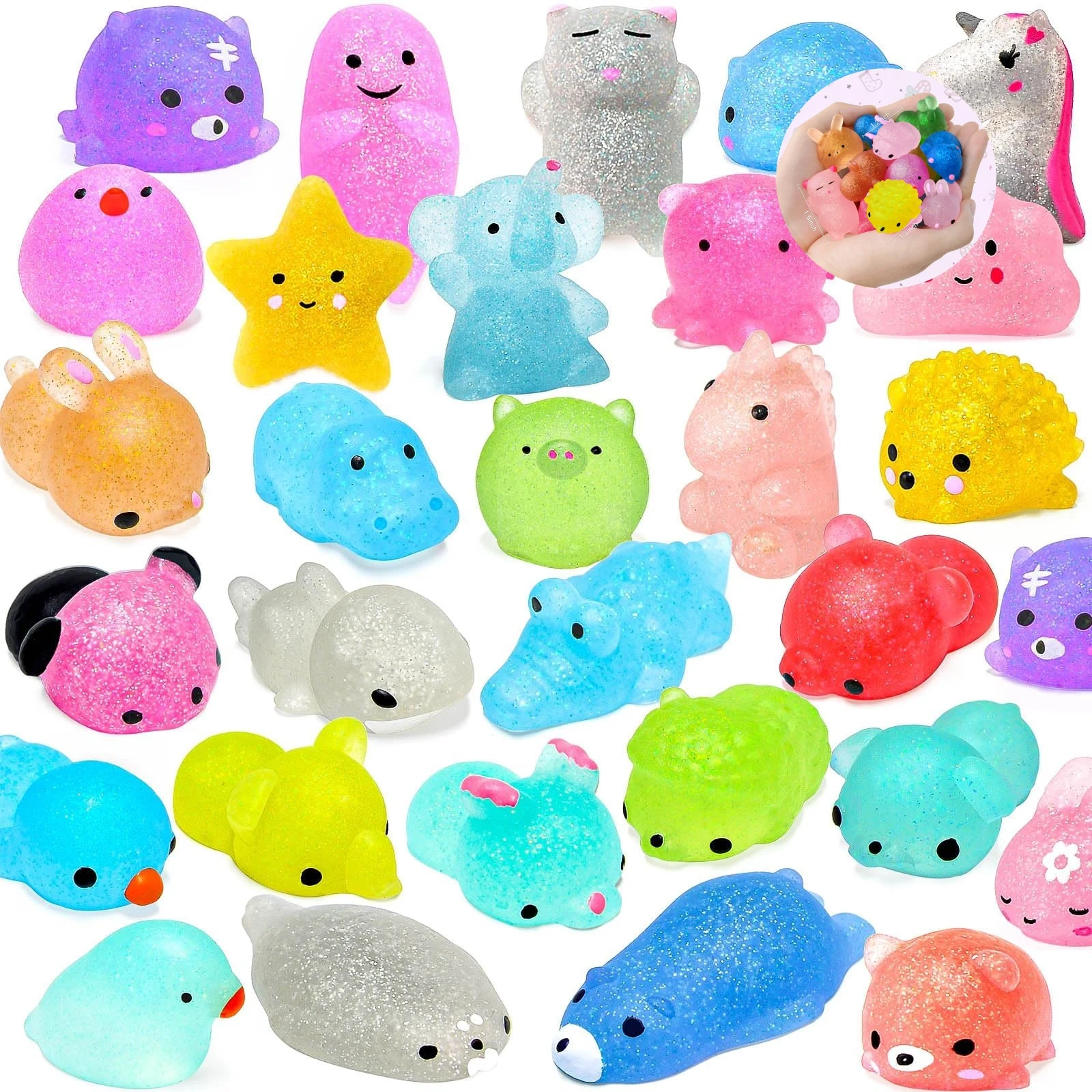 10/20/40 Mochi juguetes blandos Mini Kawaii favores de fiesta blandos para niños juguetes del tesoro para premios en el aula juguetes Fidget Goodie Bag