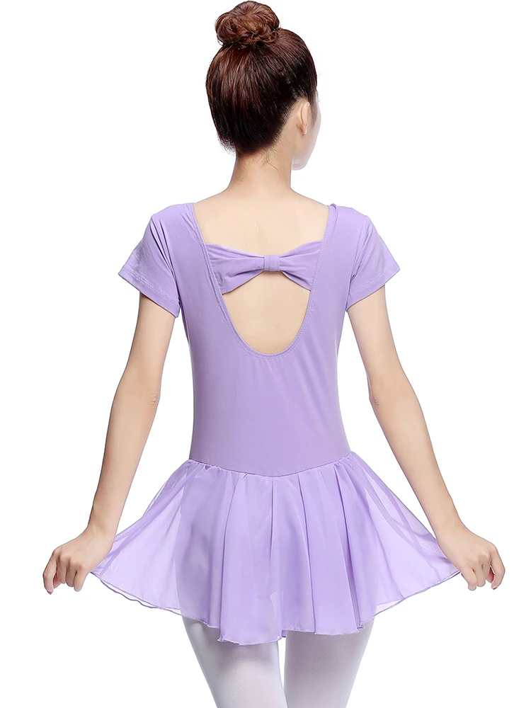 Girls Ballet Dress Children\'s Training Skirt Kids Costume Leotard For Gymnastics Tutu Classical Dance Clothes Short Sleeve