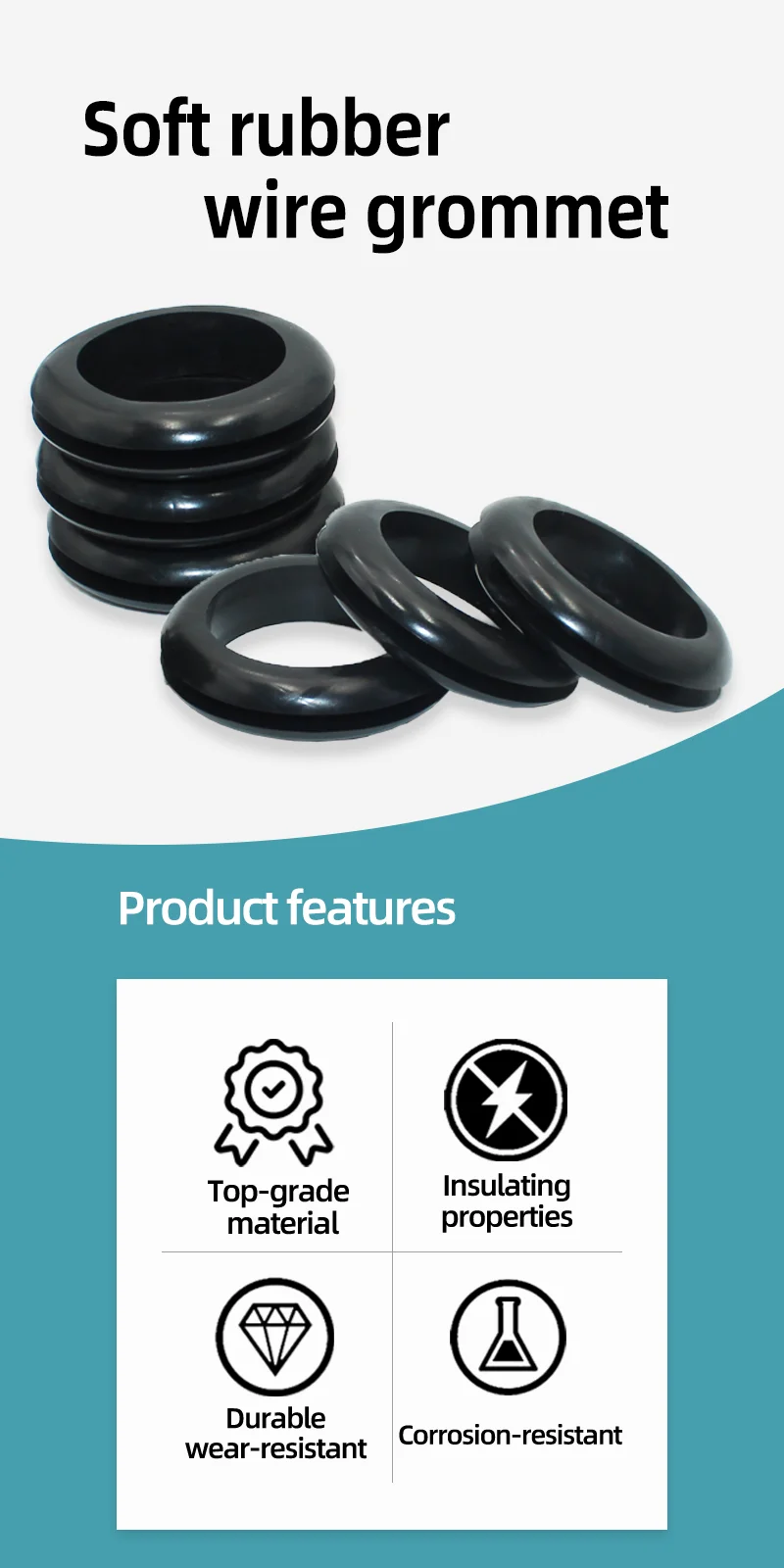 Ring Weiß/Schwarz Gummitülle Dichtungsscheibe Sanitärdichtung Ölbeständiges Hochtemperatur-O-Ring-Set Firewal Lochstopfen Draht – Detail 1