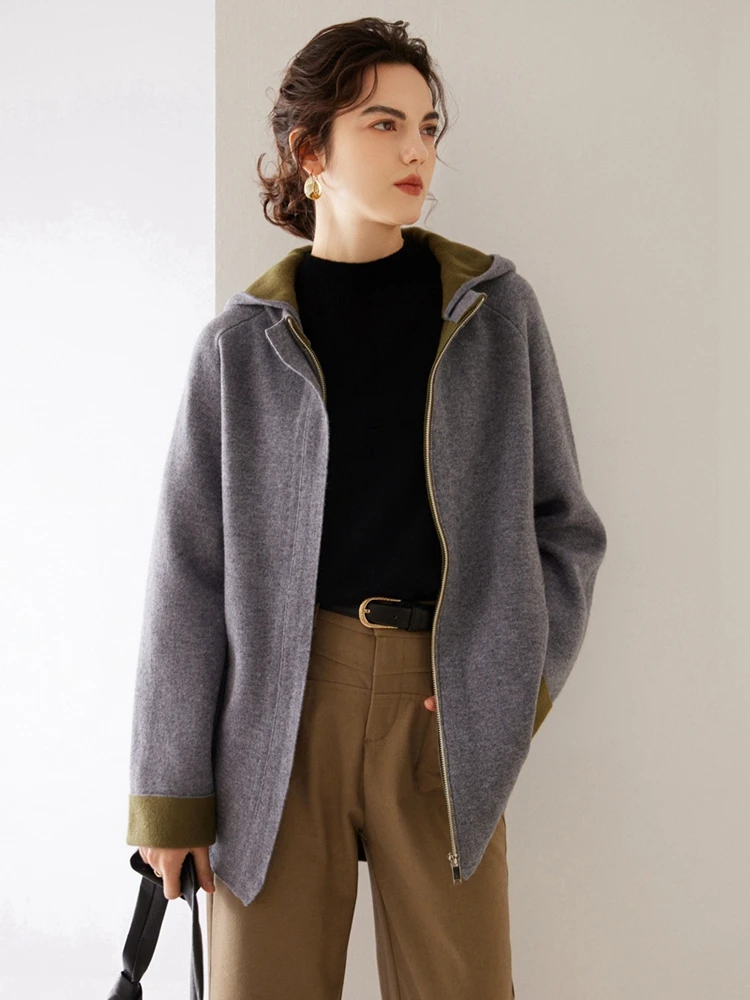 

ADDONEE Women Long Hooded Cardigan 100% Cashmere Sweater Coat Autumn Winter Thick Warm Cashmere Knitwear Casual Loose Sweater