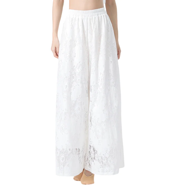 Classical Dance Clothes Wide Leg Flowy Lace Pant 2 Layers Loose Modern Competition Practice Outfit Stage Wear Chinese Folk Line