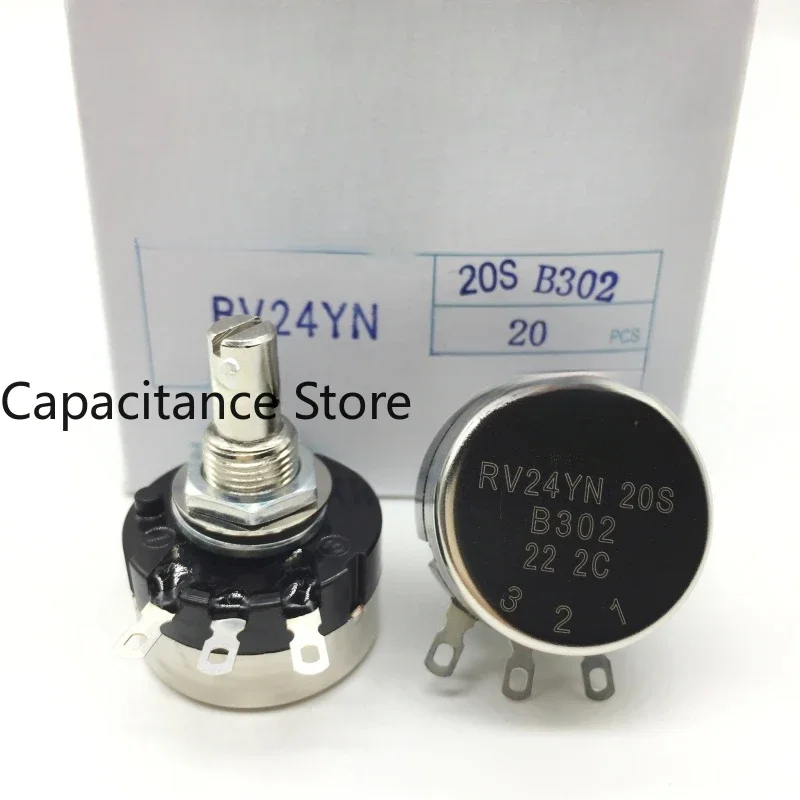 

5PCS Single circle carbon film potentiometer RV24YN20SB302 resistance value B3K 20mm circular shaft