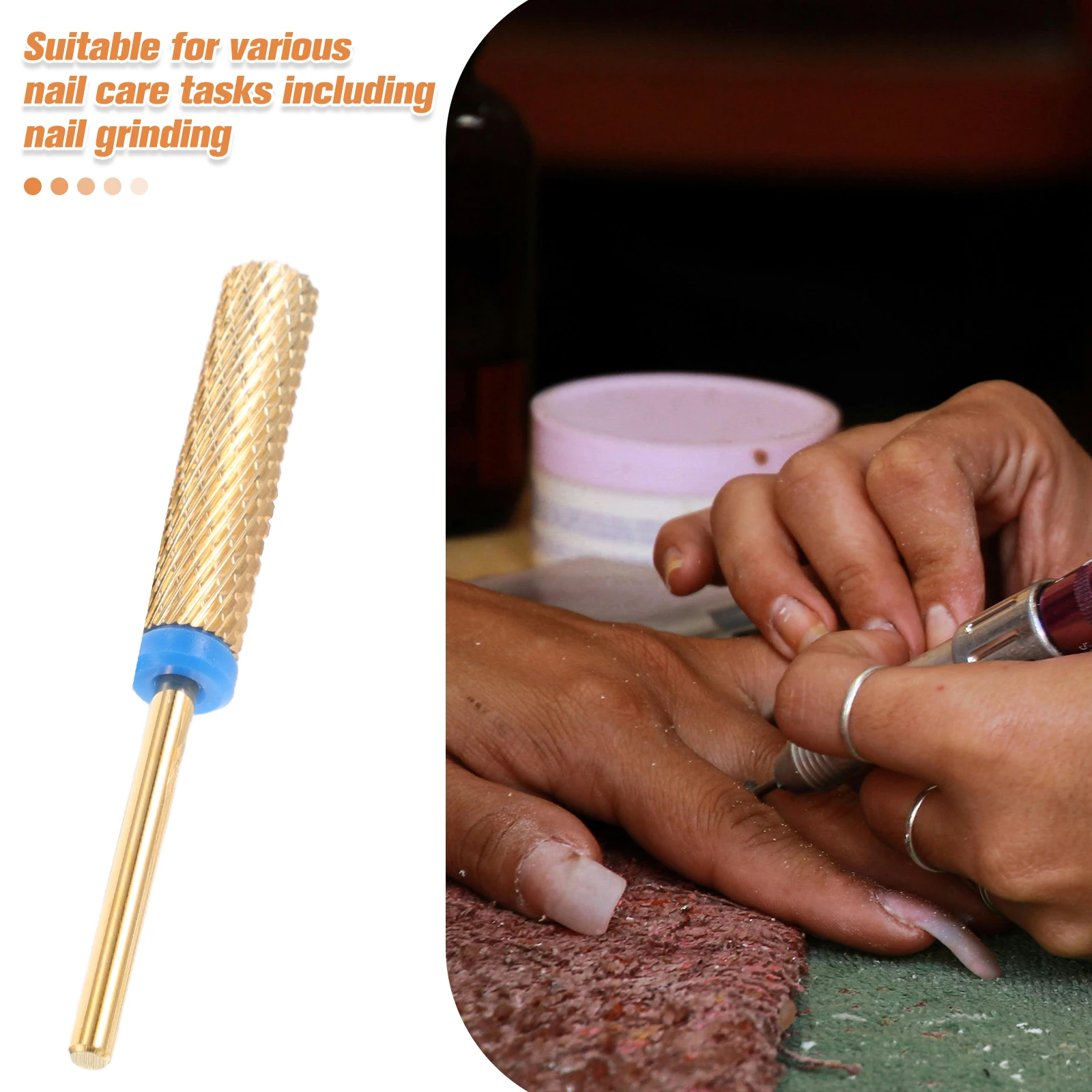 Punta da trapano per unghie con cilindro in acciaio al tungsteno ultra lungo, rimozione smalto, cuticola, pelle morta, rettifica, manicure, pedicure, nail art