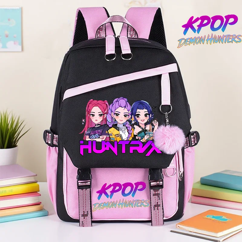 

Kpop Demon Hunters рюкзак для девочек студенческие принадлежности рюкзак женский повседневный школьный рюкзак дорожный рюкзак милый фильм Huntrix Mochila