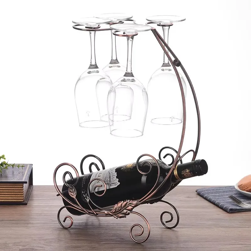 Home department store 2 hanging cup holders 4 shelves modern wine rack