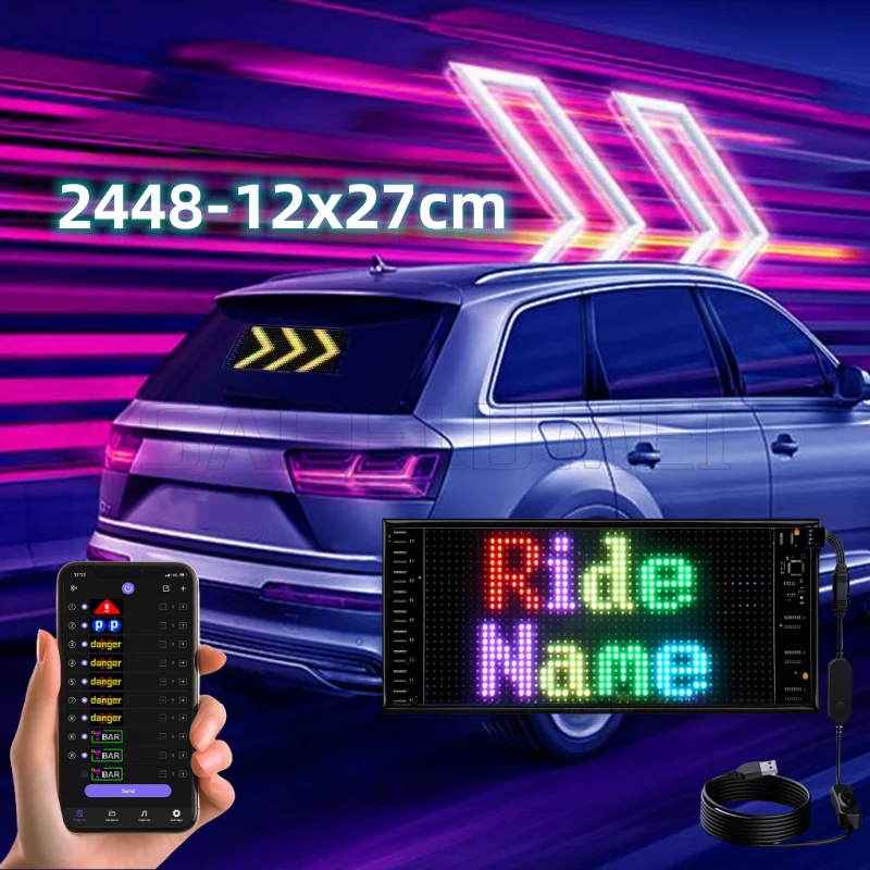 Led Matrix Pixel Panel Multilingual APP Programmable DIY Pattern Text Scrolling Advertising Sign LED Car Bar Display Waterproof