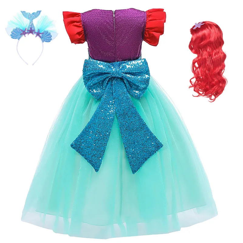 

Girls Little Mermaid Ariel Princess Dress Cosplay Costume Baby Girl Mermaid Dress Children Birthday Party Sequins Fancy Dresses