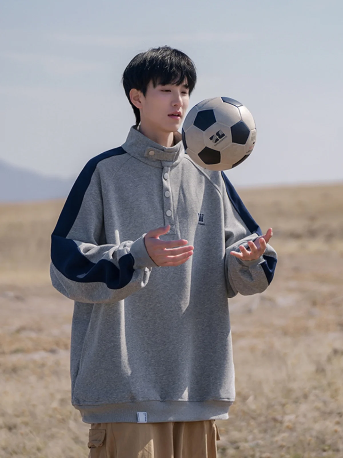 

Повседневная мужская толстовка-худи на весну-осень, новая модель в японском ретро-стиле, плотная, молодежная, с воротником-стойкой, свободная верхняя одежда