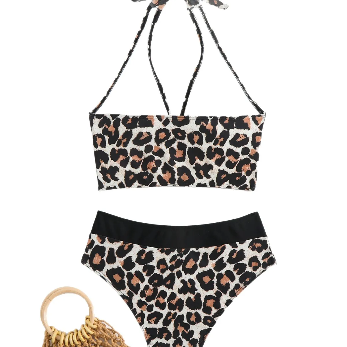 2026 Nowy Seksowny Strój Kąpielowy Bandage z Dekoltem w Serek i Krzyżowaniem, Dwuczęściowy Bikini, Popularny Model, Zintegrowana Konstrukcja, Odzież Sportowa i Akcesoria