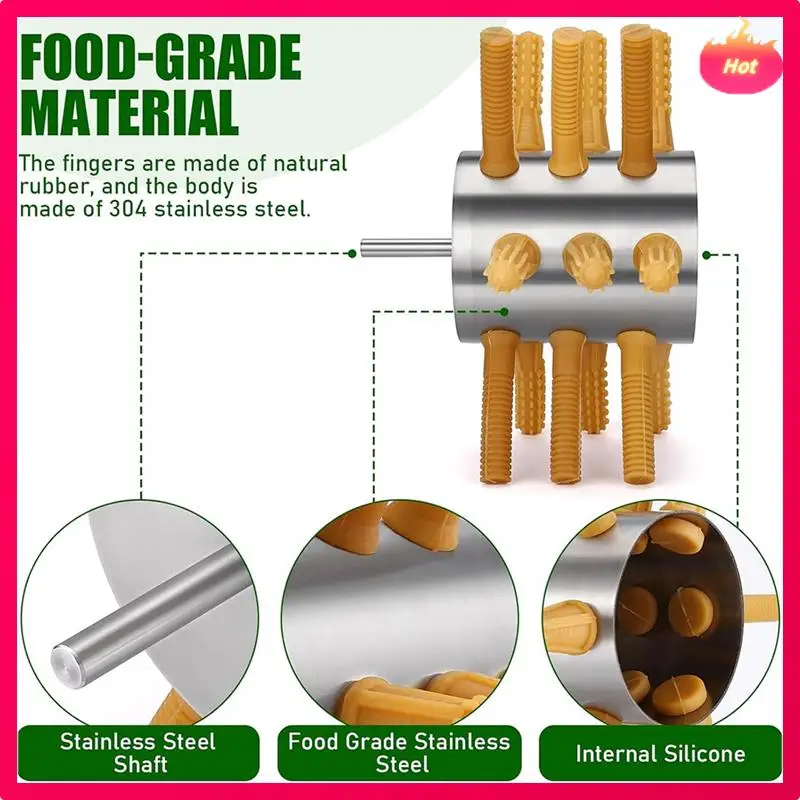 AD-1 PCS مزيل الدواجن من الريش، 18 إصبعًا جديدًا، فضي وبني 0.4 بوصة مثقاب ناتف الدجاج، آلة ناتف الدواجن