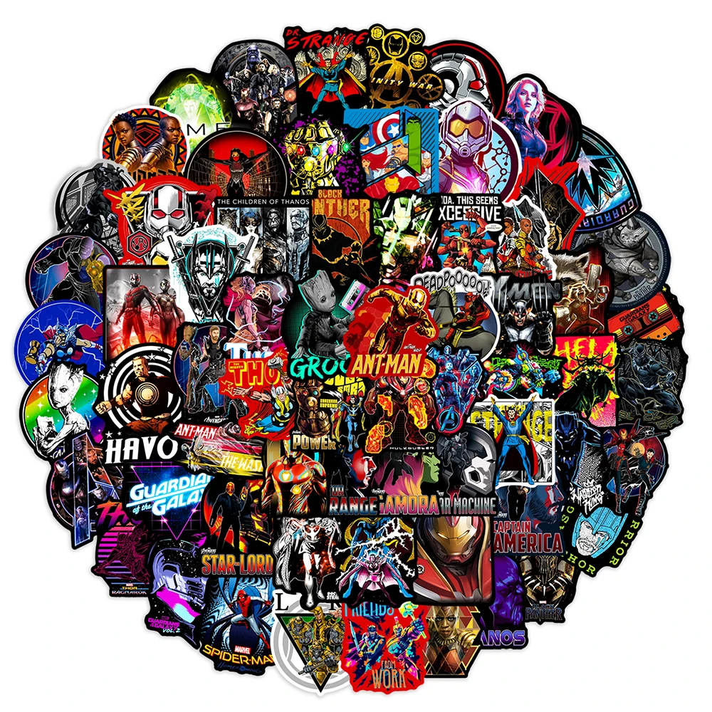 10/30/50/108PCS Disney The Avengers Marvel Neon Superhero Sticker Decals Kid Toy DIY Diary Suitcase Scrapbook Cool Sticker Gift