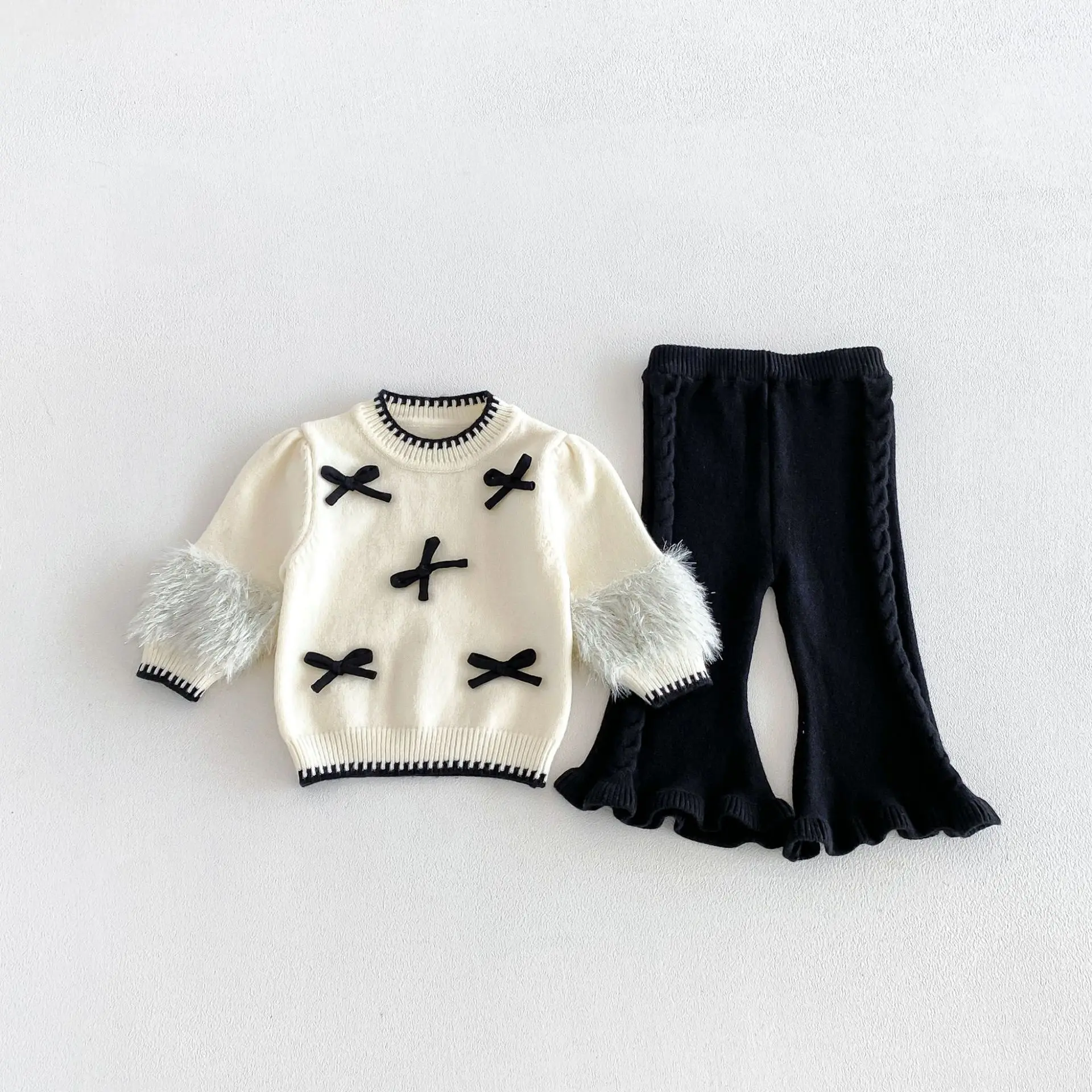 conjunto-de-ropa-de-manga-larga-para-bebe-otono-2026-blusa-de-punto-con-lazo-dulce-para-ninas-pantalones-acampanados-traje-de-2-piezas-para-ninas-pequenas